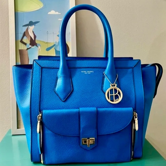 HENRI BENDEL Blue Leather Rivington Convertible Shoulder Bag, Clutch, Crossbody - Picture 2 of 11